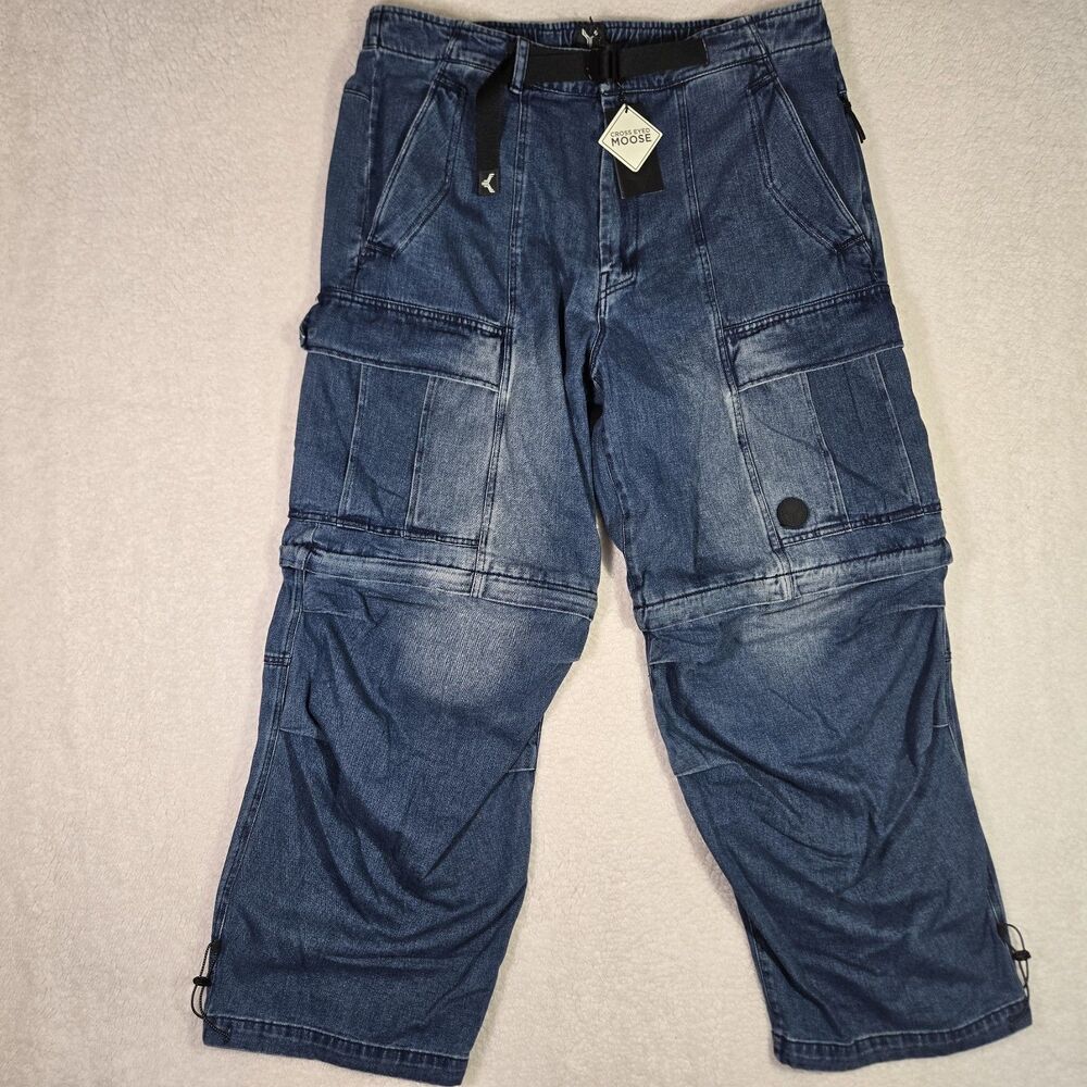 Cross Eyed Moose Cross Terrain Convertible Cargo Jeans Blue Mens 38 30236559-276